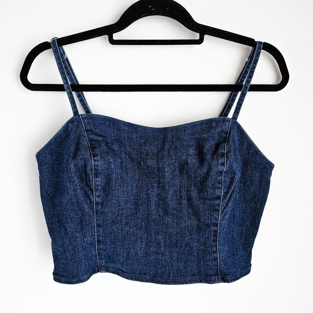 Belle Vere Denim Jean Crop Tank Top Women M Dark Wash Brand New - Picture 1 of 4